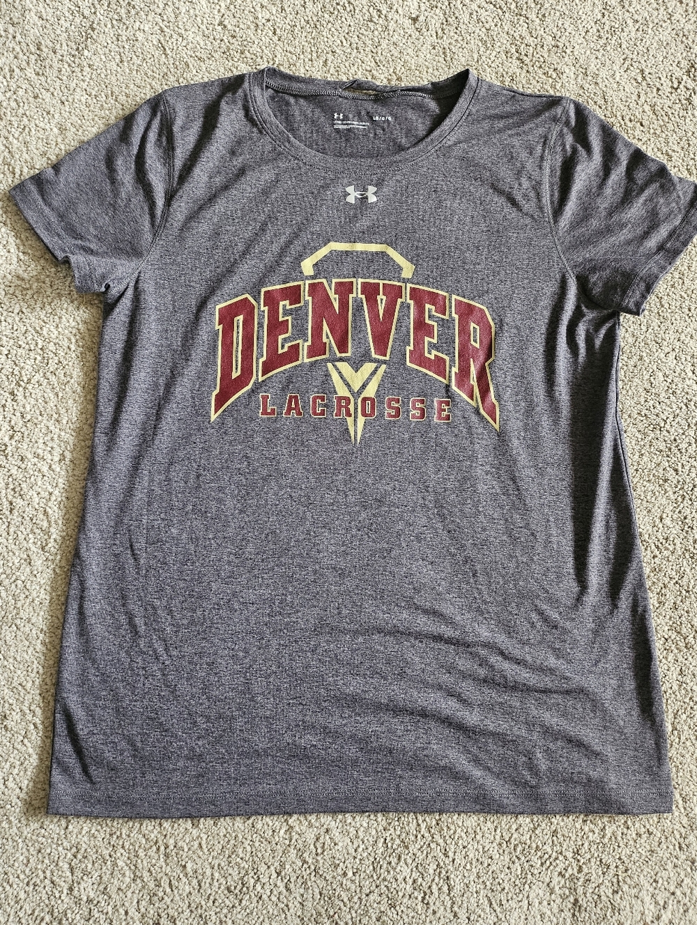Women's Under Armour Gray Denver Lacrosse Graphic Tee Large